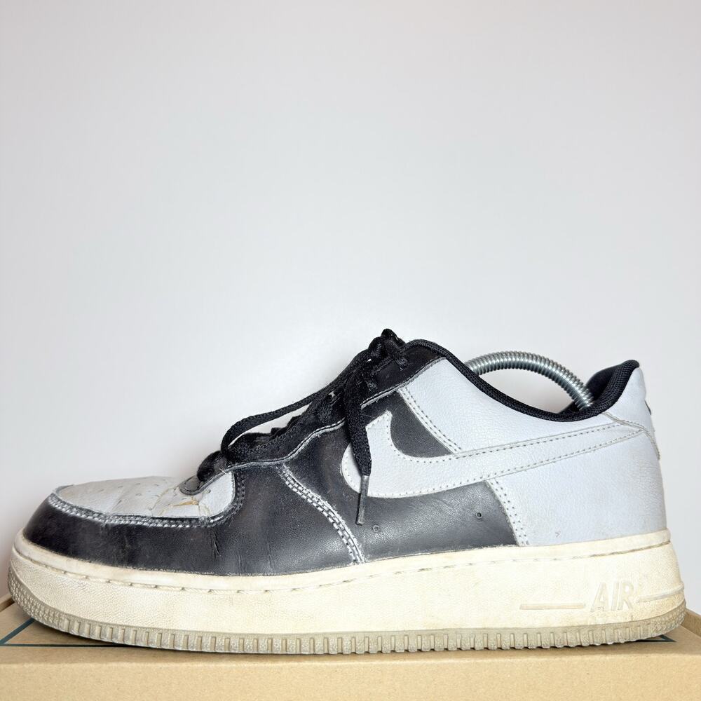 Nike Size 10 Mens Air Force 1 Low Grey Black Shadow Leather Sneakers AF1 Shoes
